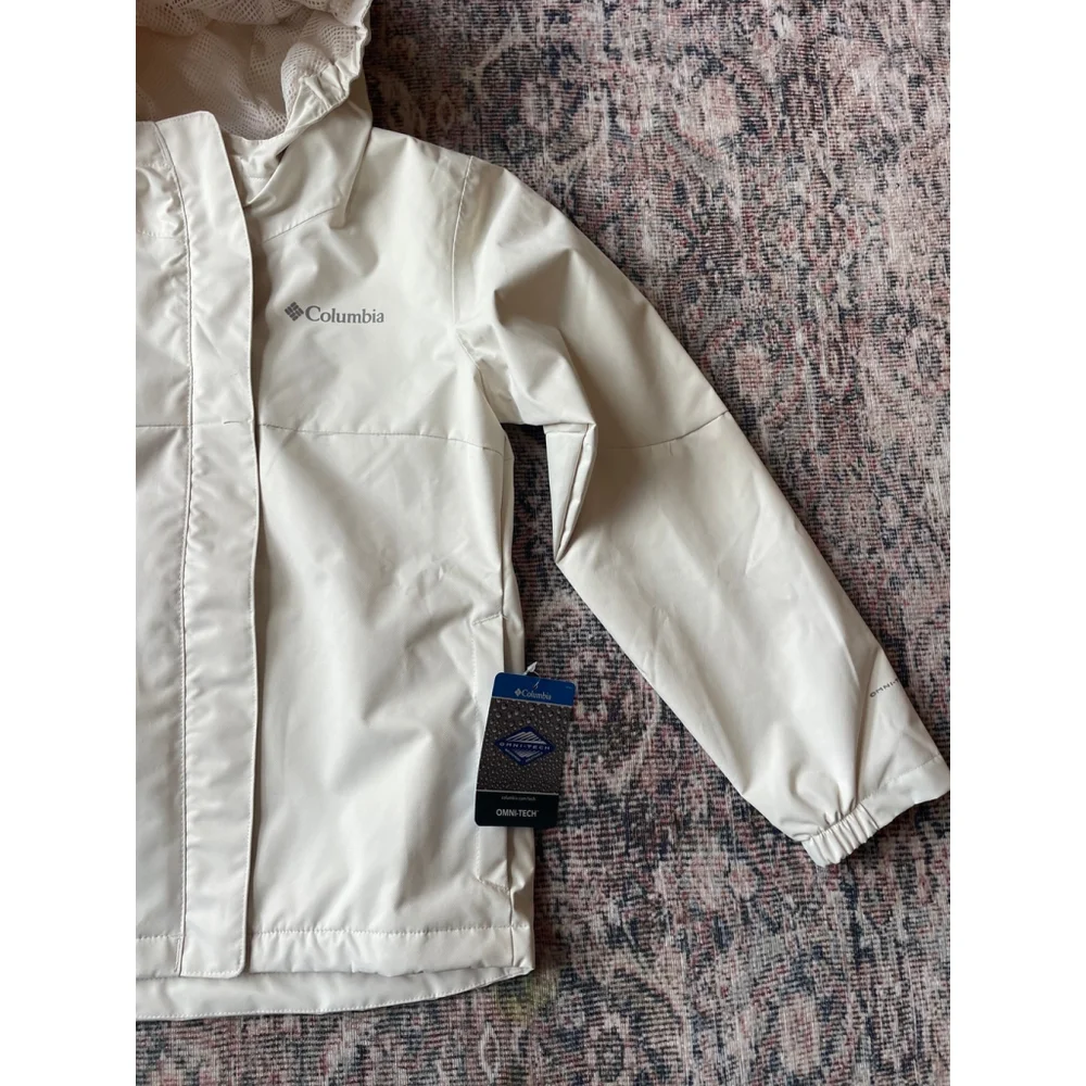 Columbia Youth Hikebound Omni Tech Waterproof Rain Jacket XS Cream NWT